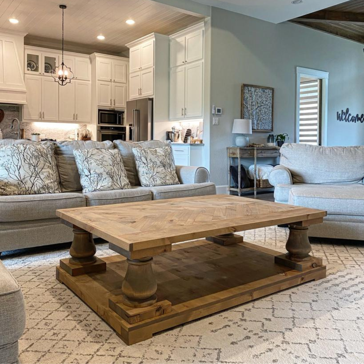 Valencia Balustrade Solid Wood Coffee Table Rustic9 Custom Furniture