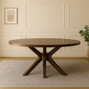 Sierra Starburst Table – 60” Round Solid Wood Pedestal Dining Table