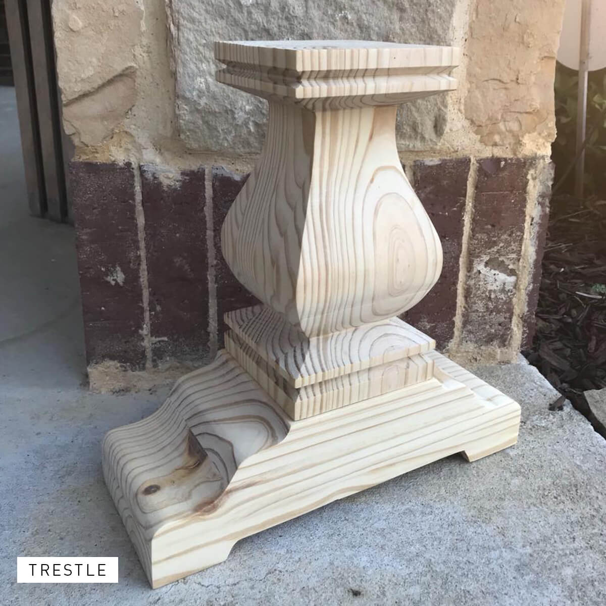 Trestle Bench Pedestal Base Handmade Solid Wood