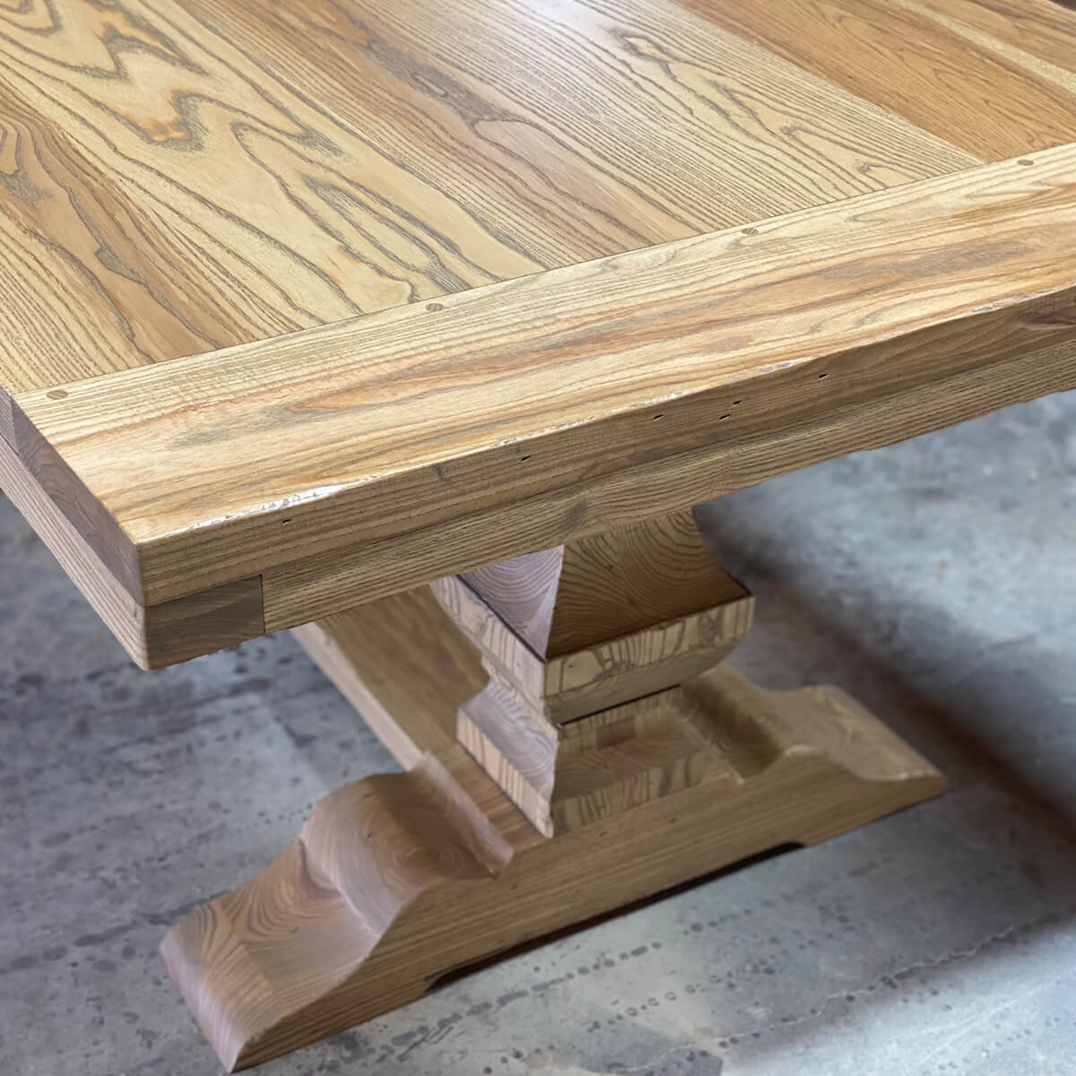 Custom Solid Wood Trestle Pedestal Dining Table