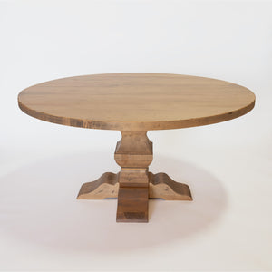 Handmade Solid Wood Round Trestle Pedestal Table