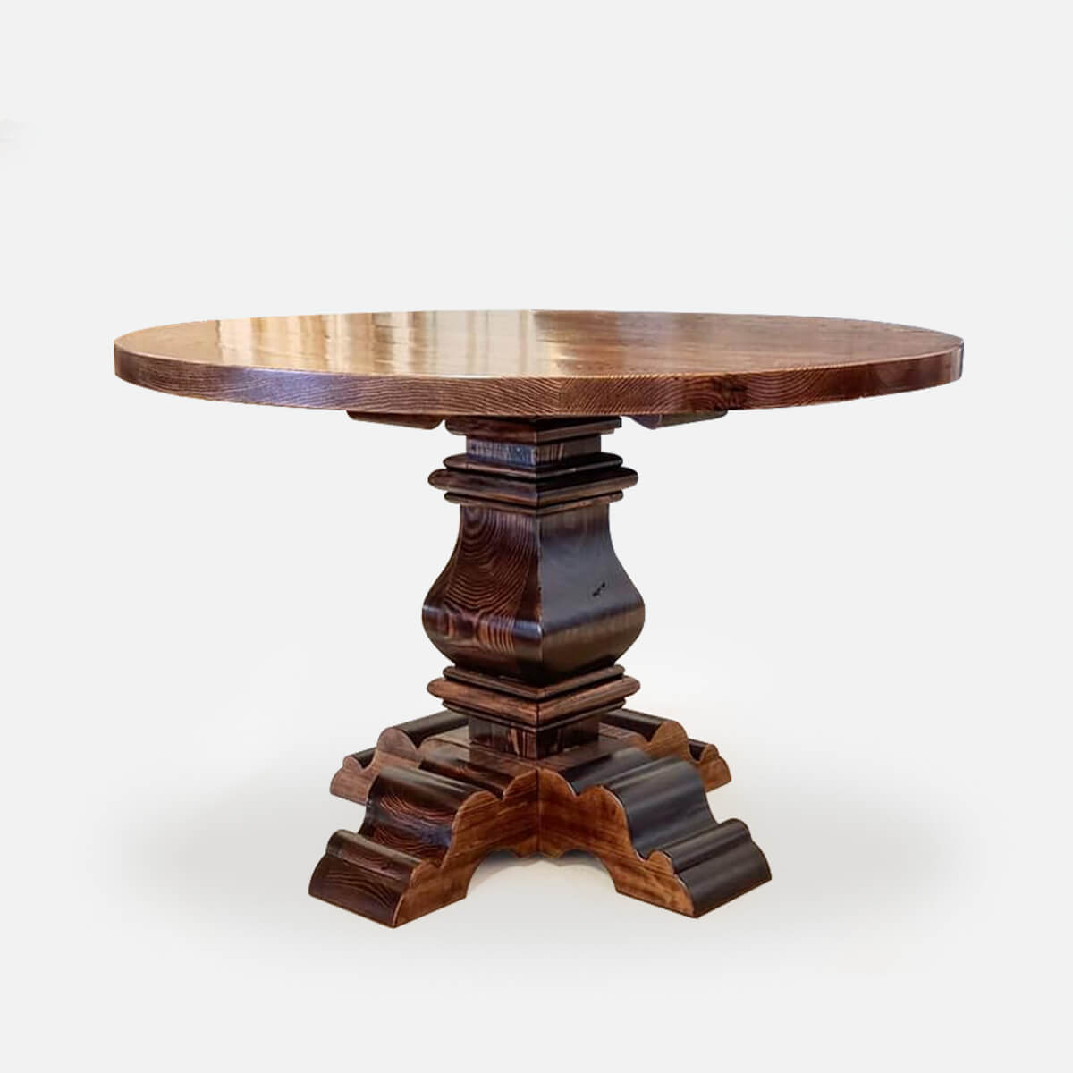 Round Trestle Pedestal Table Real Solid Wood