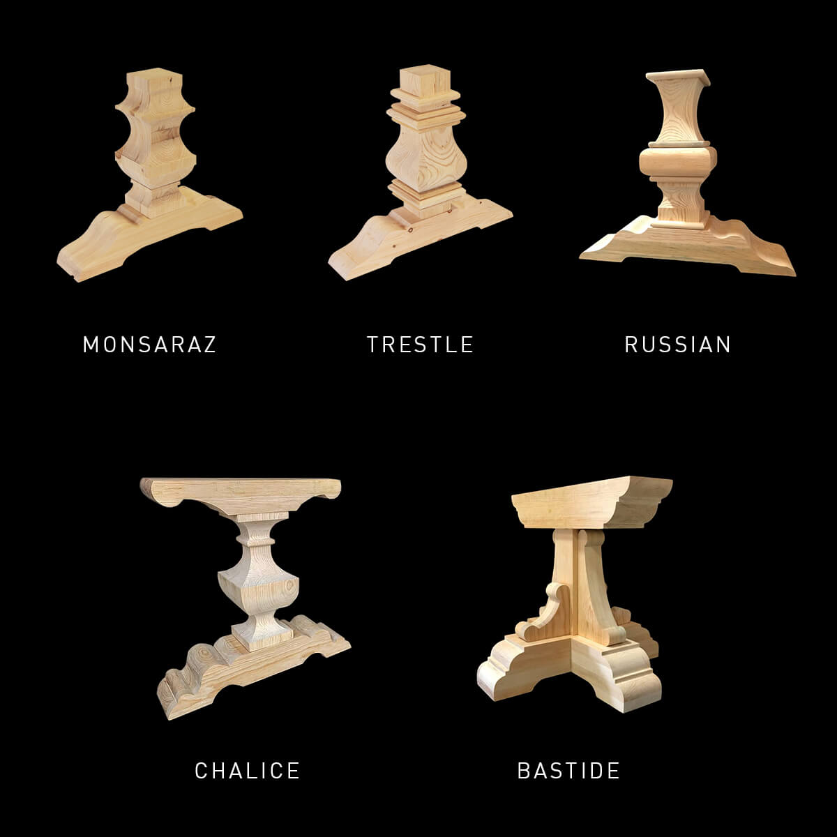Trestle Dining Table Pedestals Handmade Solid Wood