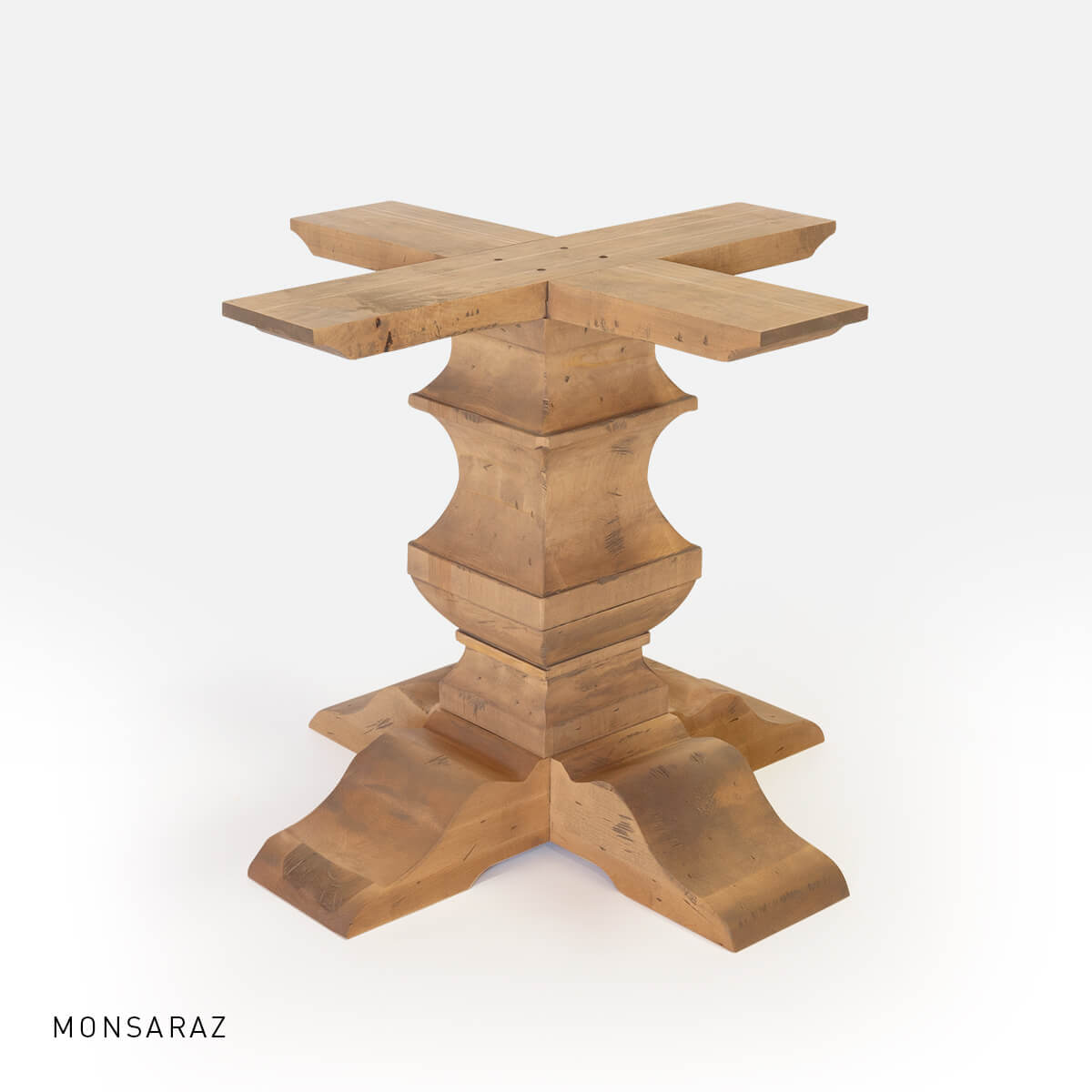 Round Trestle Pedestal Solid Wood Handmade